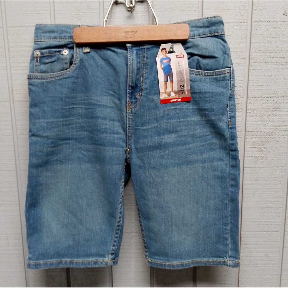 New LEVI'S Boys 502 Regular Taper Fit Stretch Shorts size 18R W29